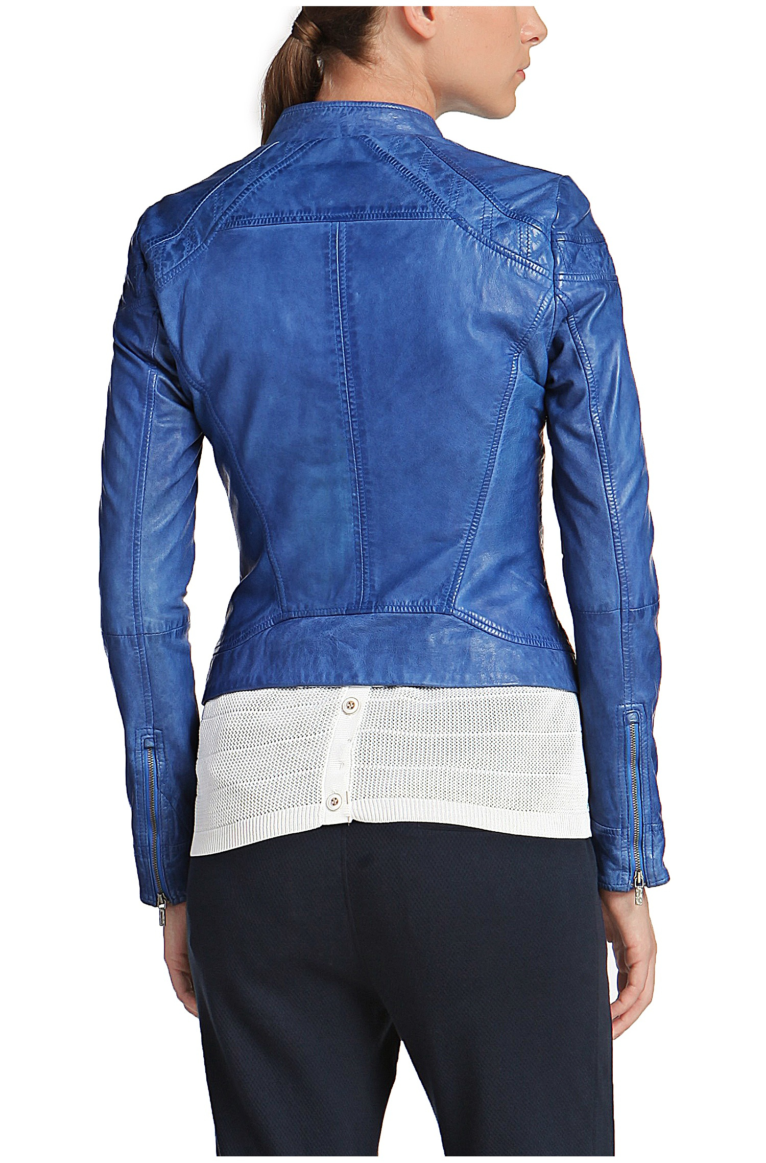 Women S Blue Sheepskin Leather Jacket Janassila2