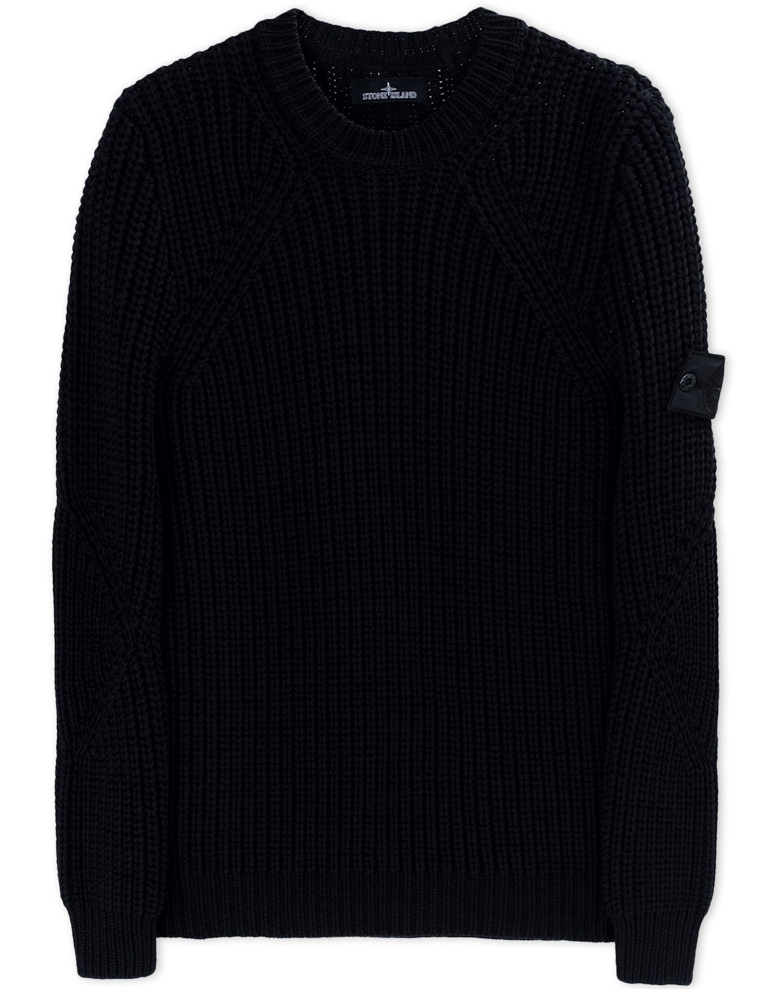black crewneck sweater