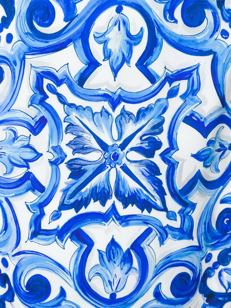 Dolce & Gabbana Majolica Tile-Print Dress in White (Blue) - Lyst