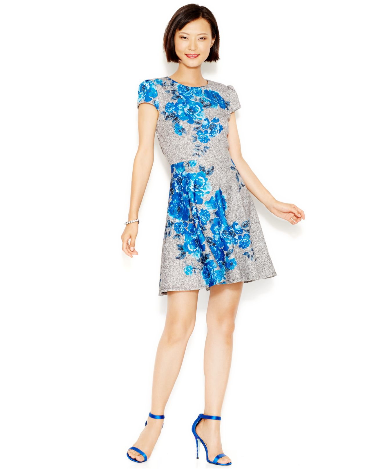 Betsey Johnson Synthetic Placedfloral Aline Dress in Blue Lyst