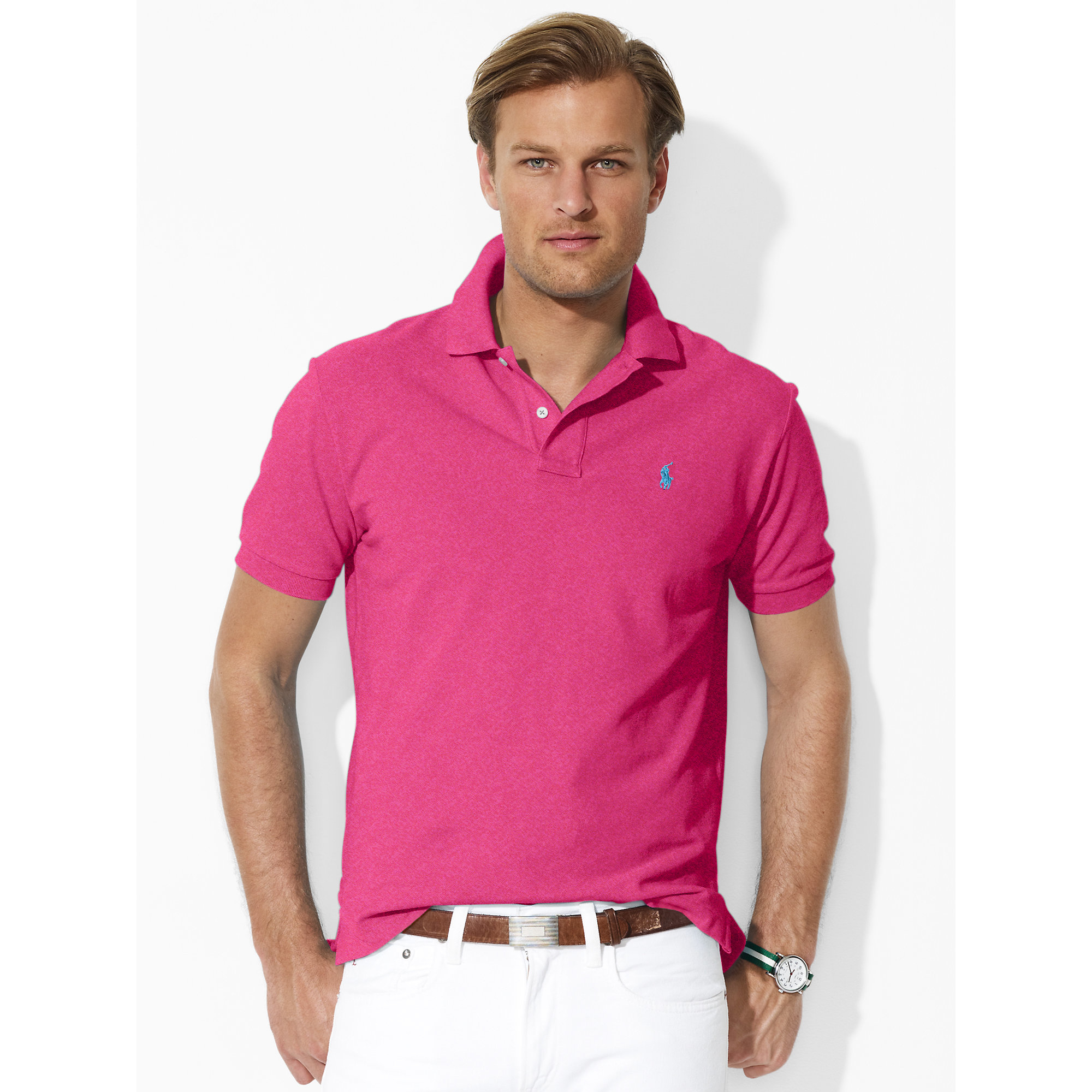 Polo Ralph Lauren Classic-fit Mesh Polo in Pink for Men | Lyst