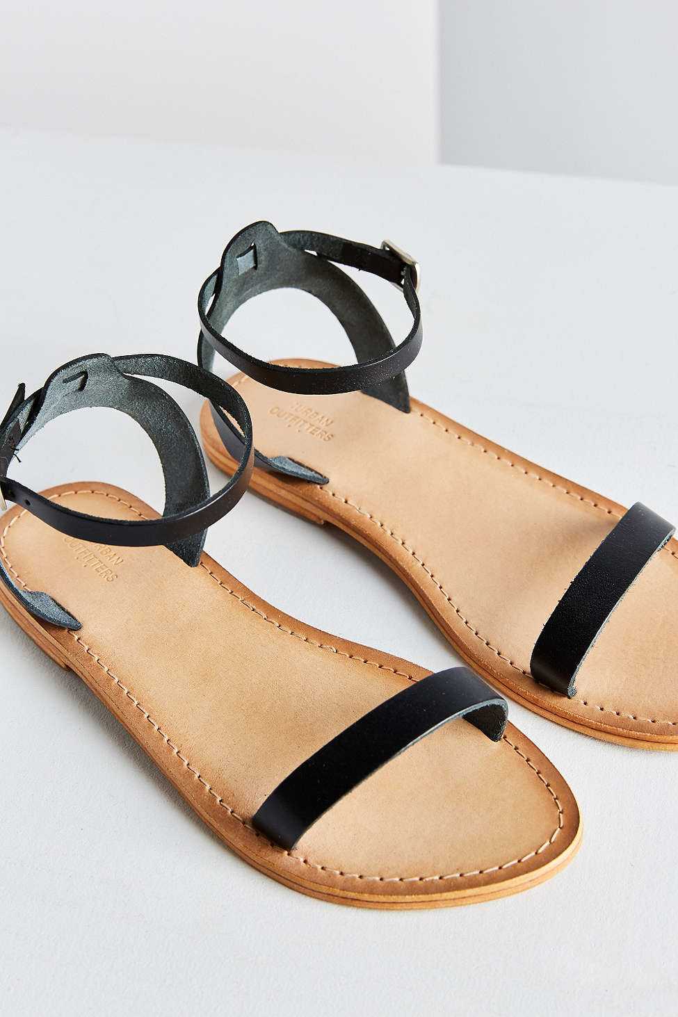 Urban Outfitters Hazel Leather Thin Strap Sandal in Black | Lyst
