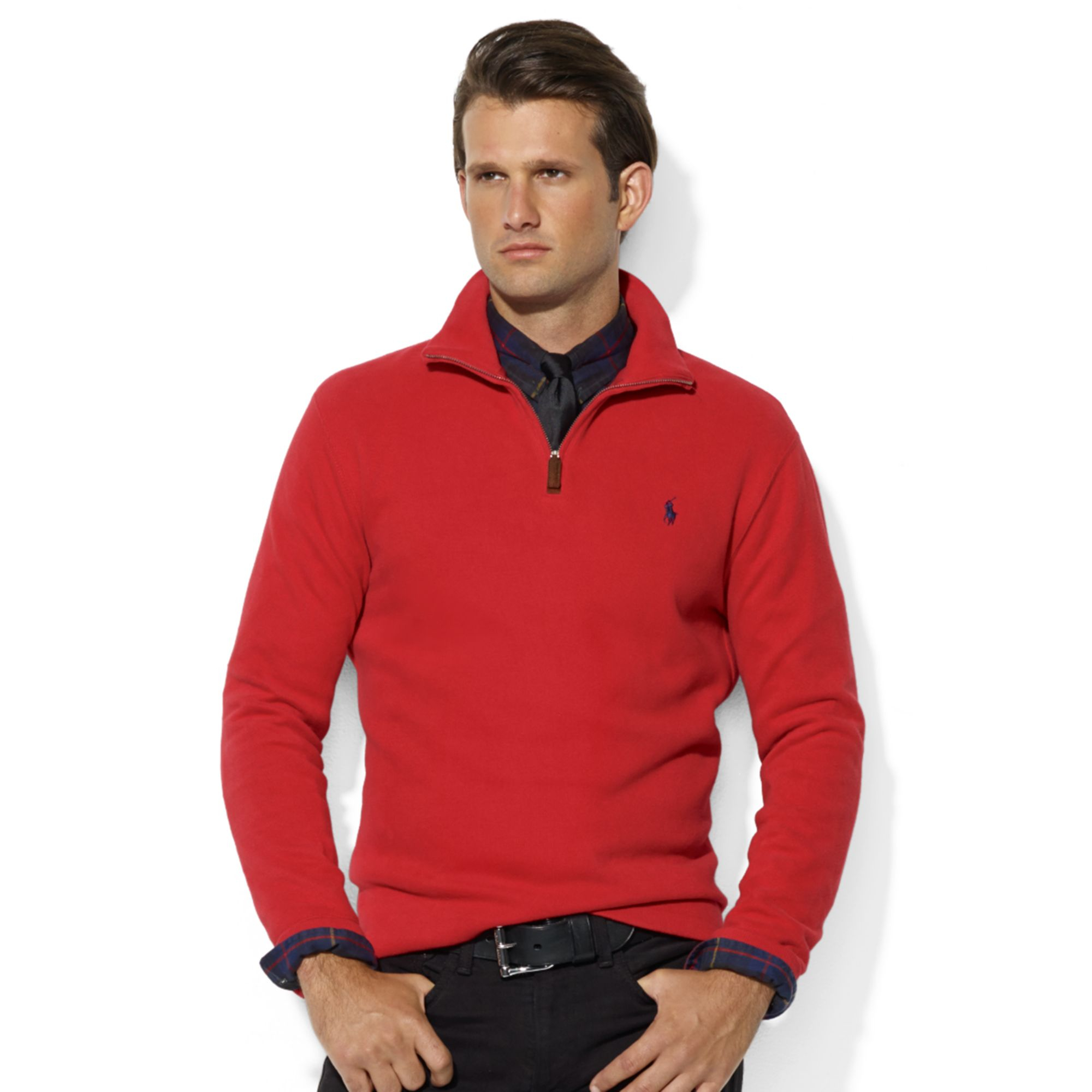 red half zip pullover mens
