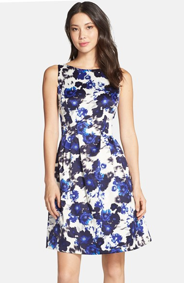 printed fit and flare dress