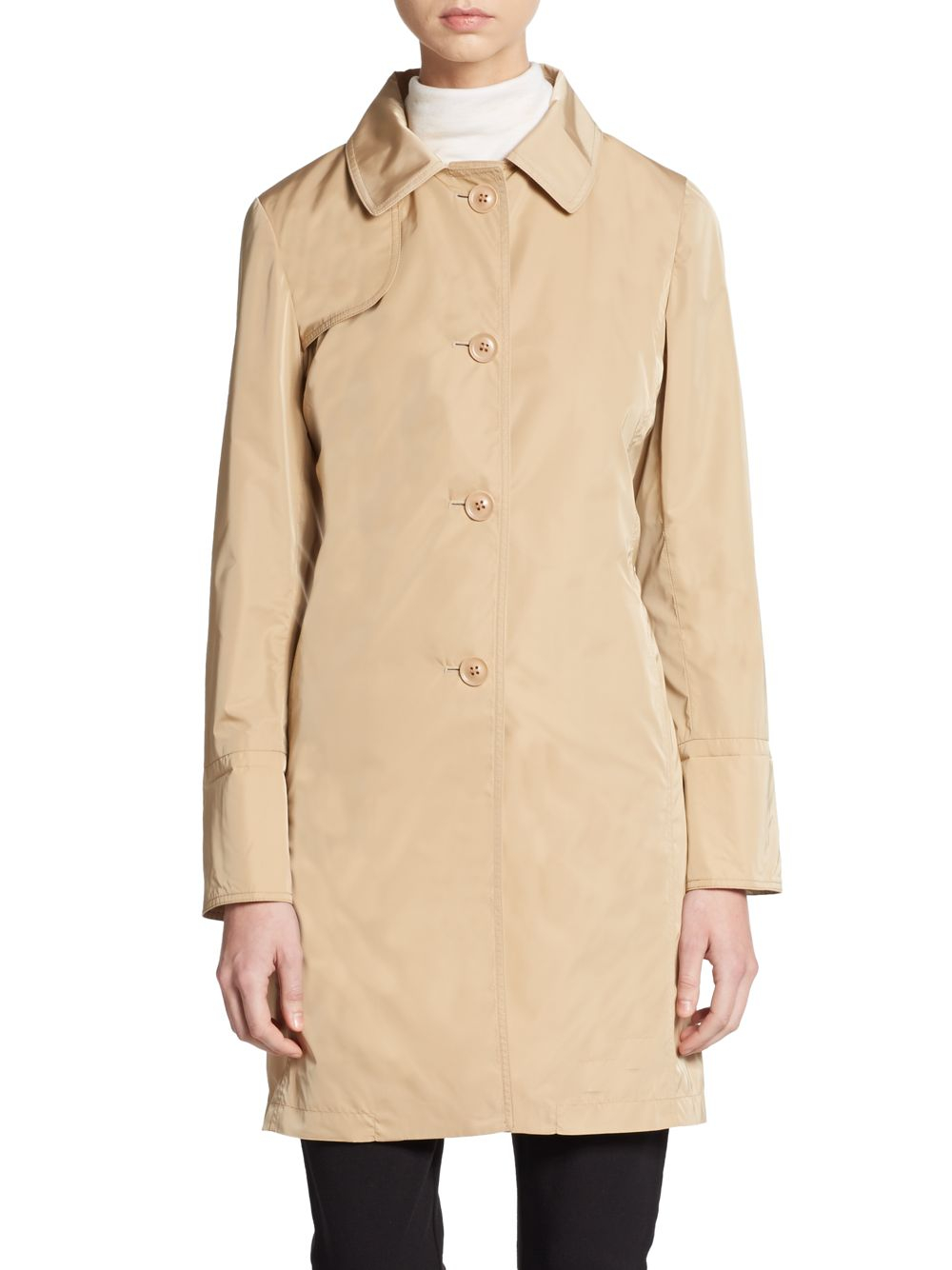 Cinzia rocca Button-front Nylon Trench Coat in Natural | Lyst