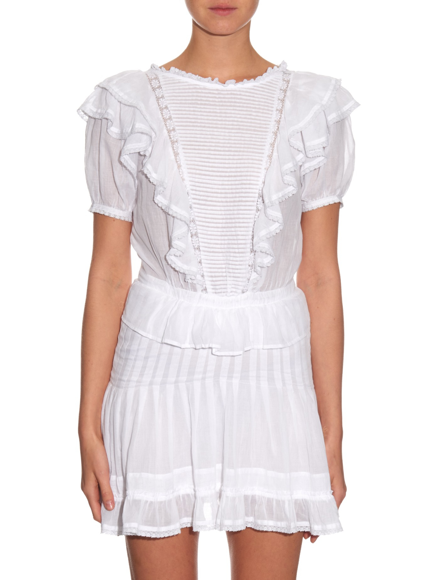 Étoile Isabel Marant Naoko Bib-front Ruffled Dress in White | Lyst