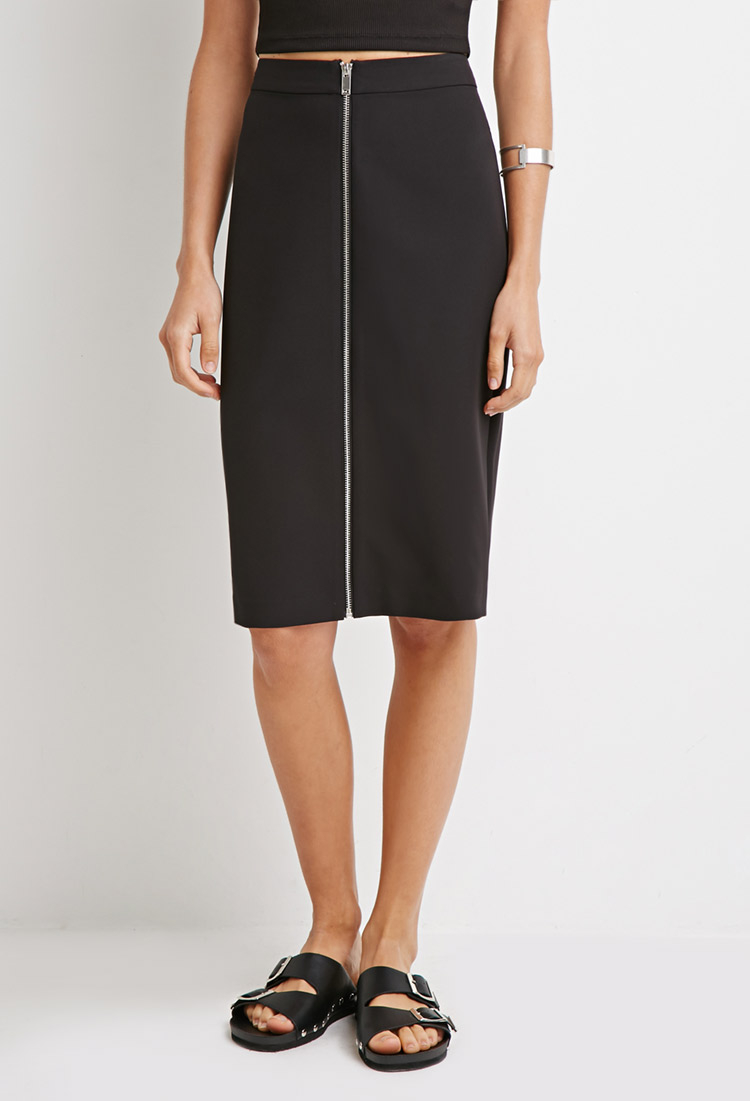 Forever 21 Zipper Front Pencil Skirt in Black Lyst
