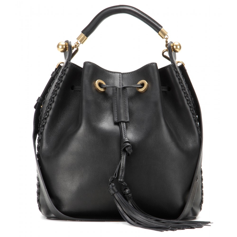 Lyst - Chloé Gala Medium Leather Bucket Bag in Black