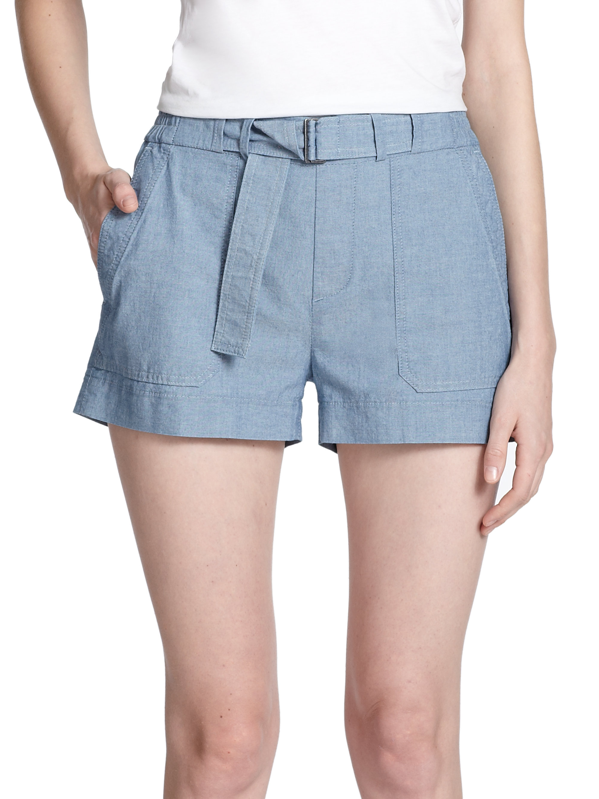 Vince Chambray Shorts in Blue Chambray (Blue) Lyst