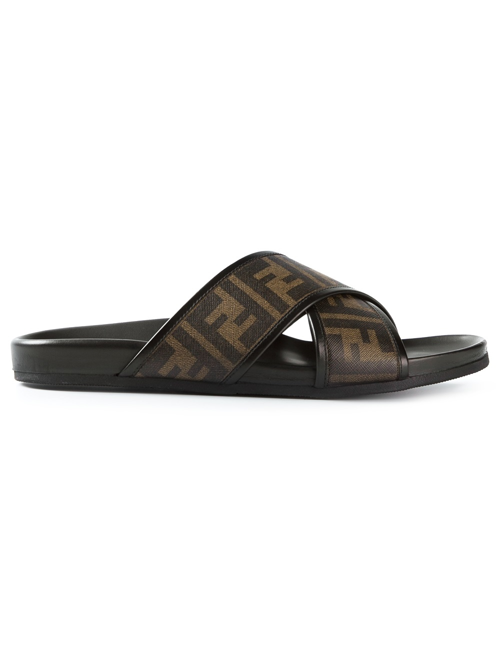 Fendi Zucca Sandals in Black for Men Lyst