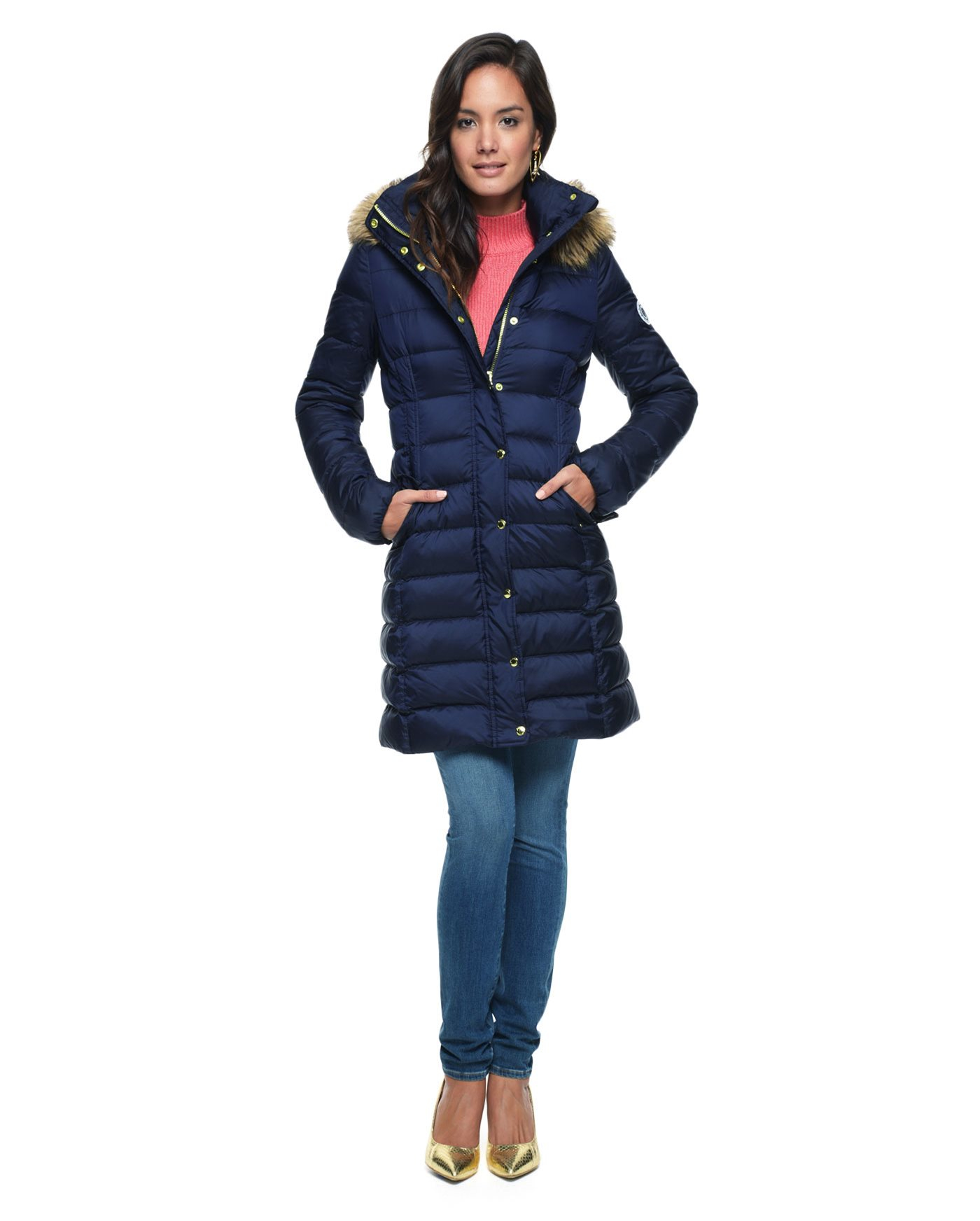 Juicy Couture Long Puffer Coat In Blue Lyst Gallery