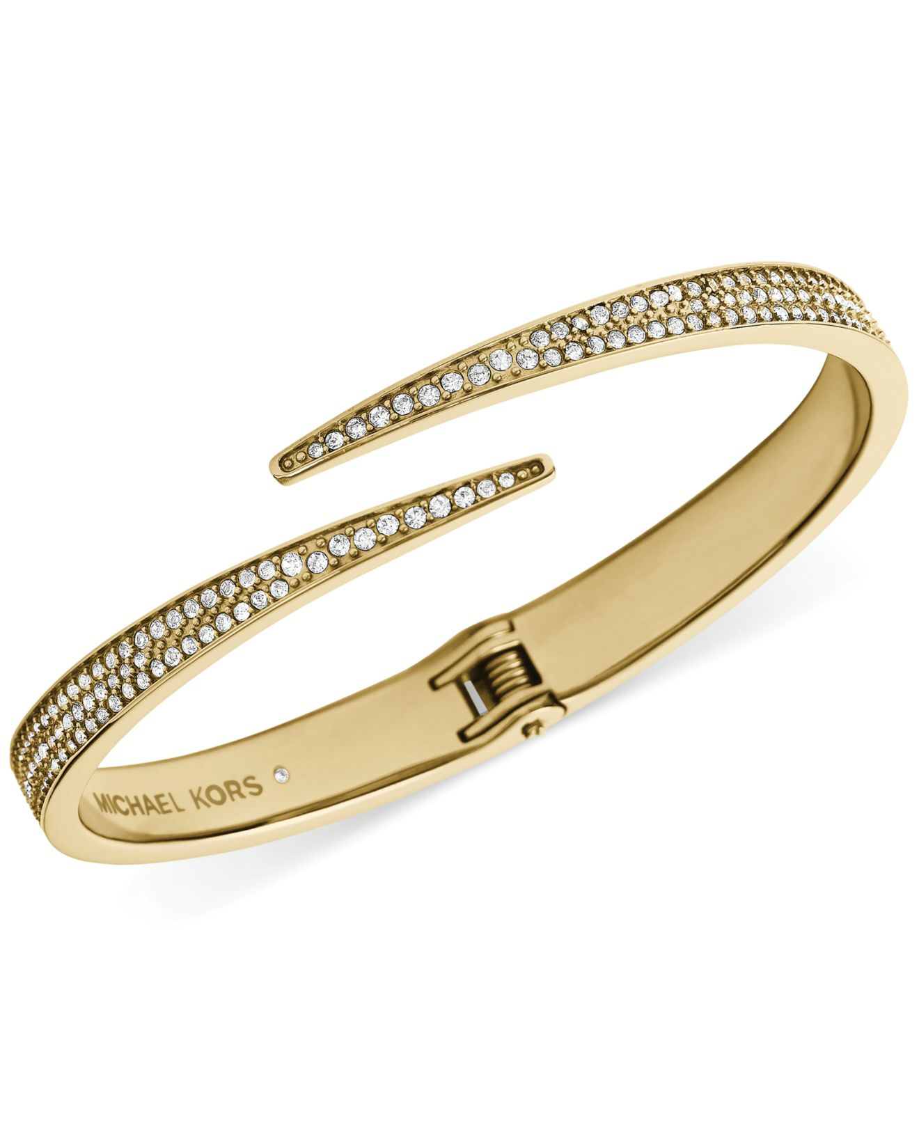 Michael Kors Gold-Tone Glass Stone Bypass Bracelet in Metallic - Lyst