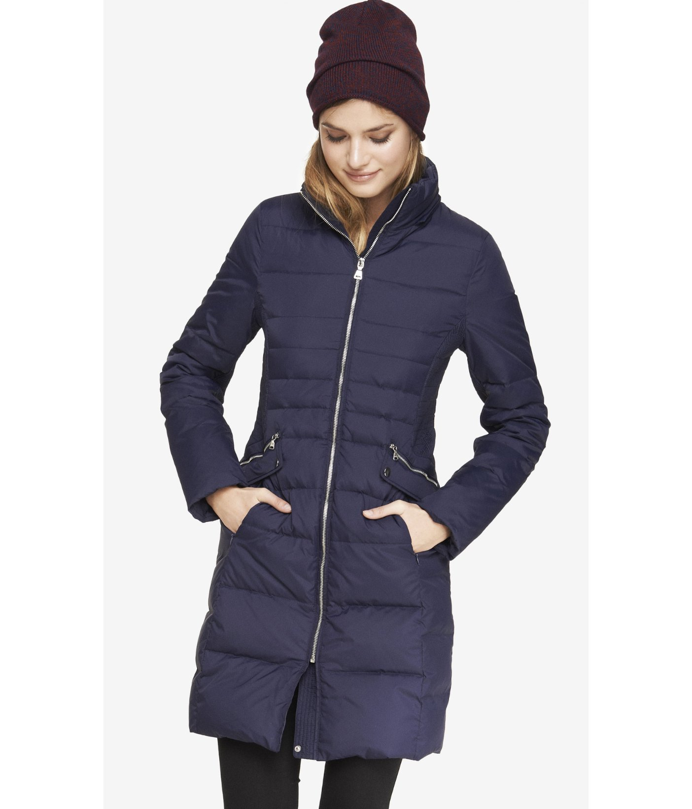 fitted long padded coat