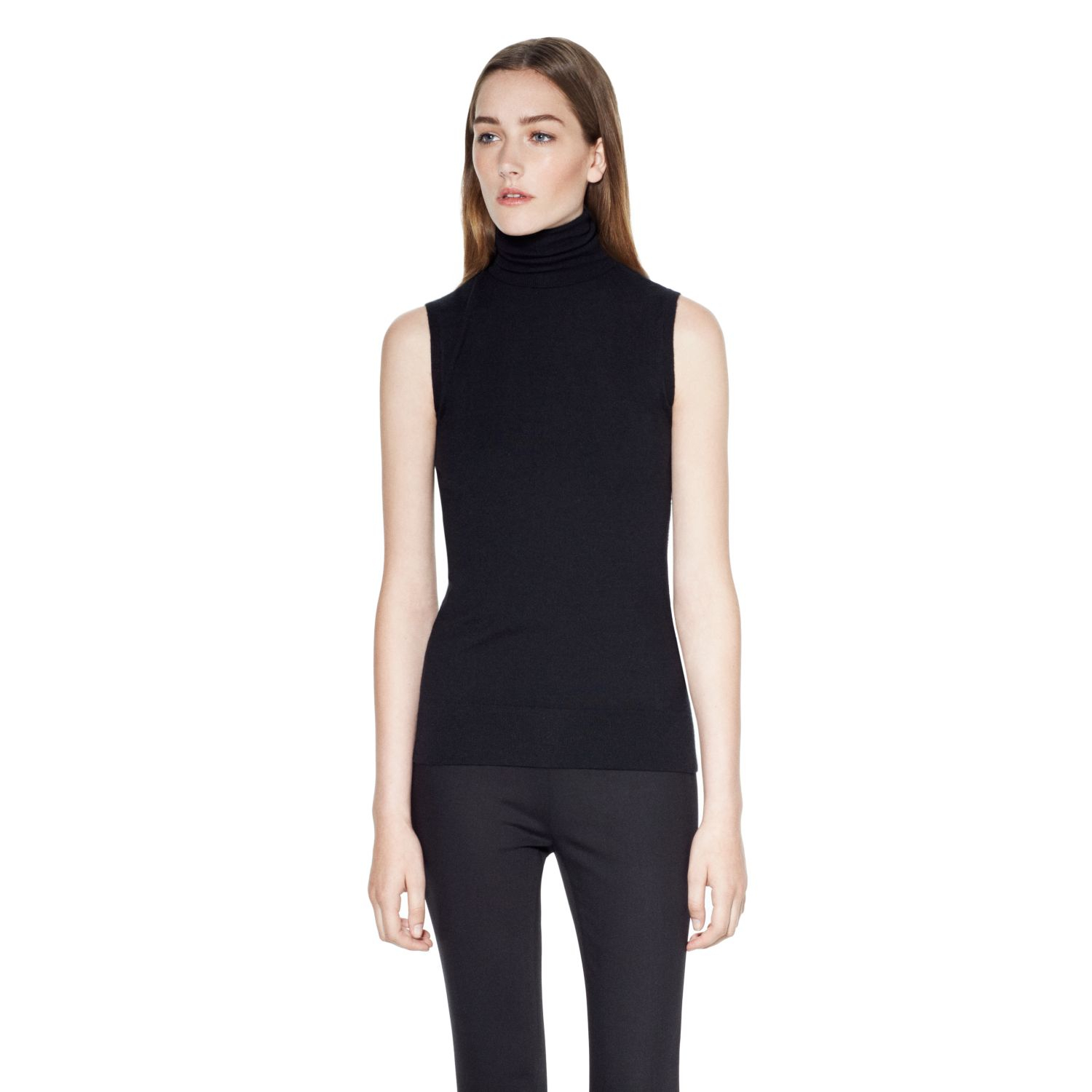 Lyst Theory Sleeveless Sweater in Staple in Black