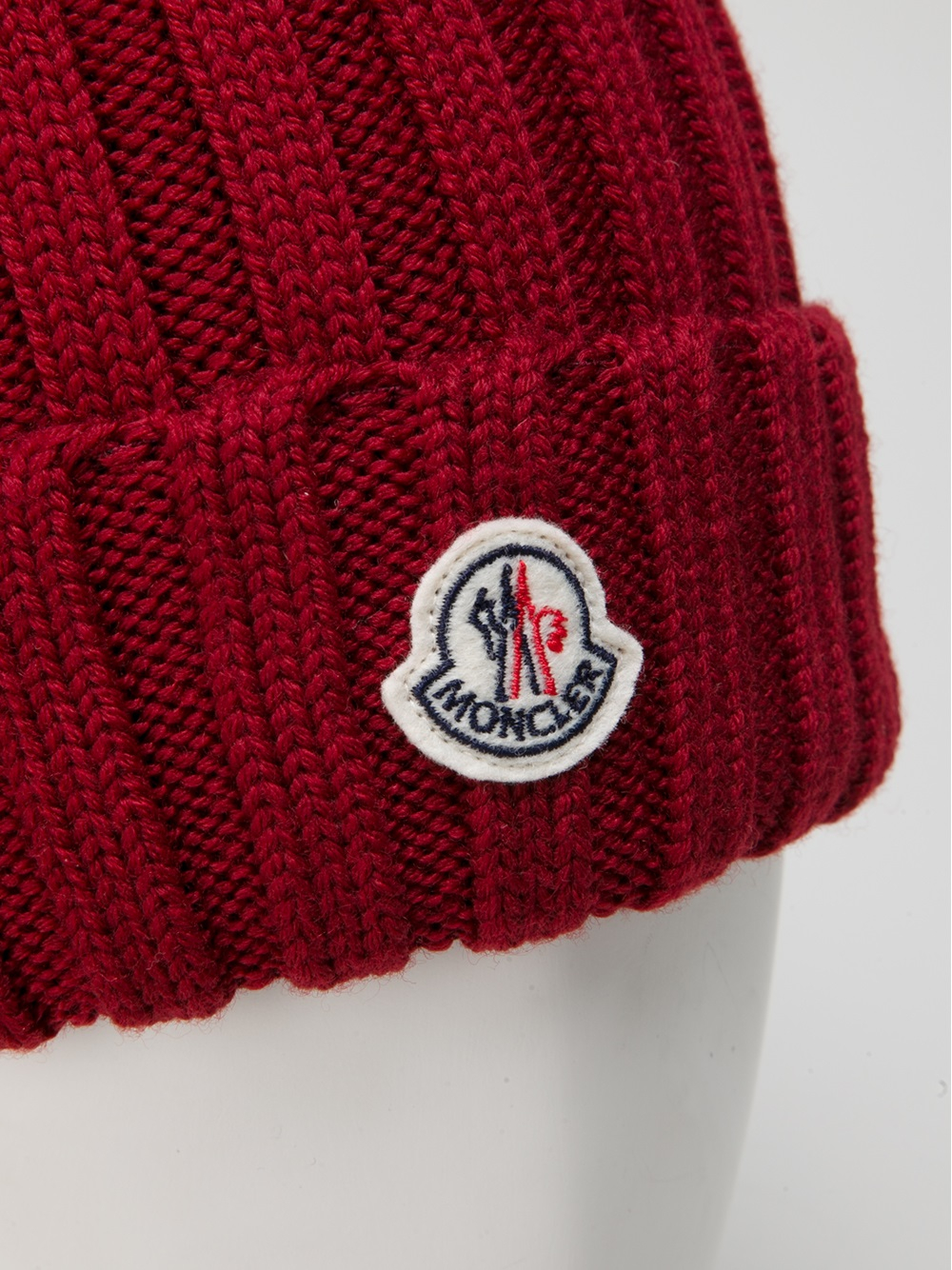 Moncler Wool Ribbed Knit Beanie in Red for Men - Lyst