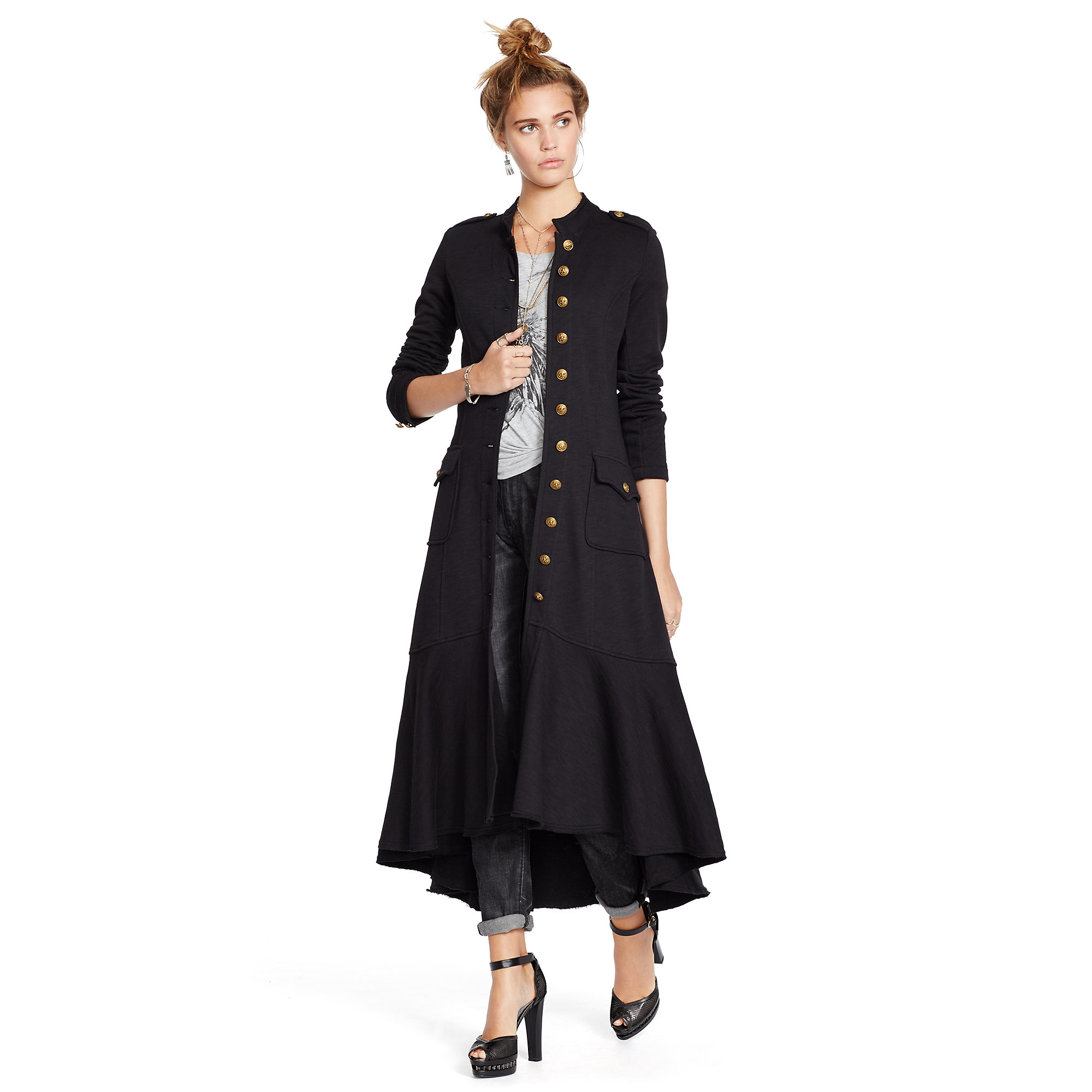 ralph lauren long black coat