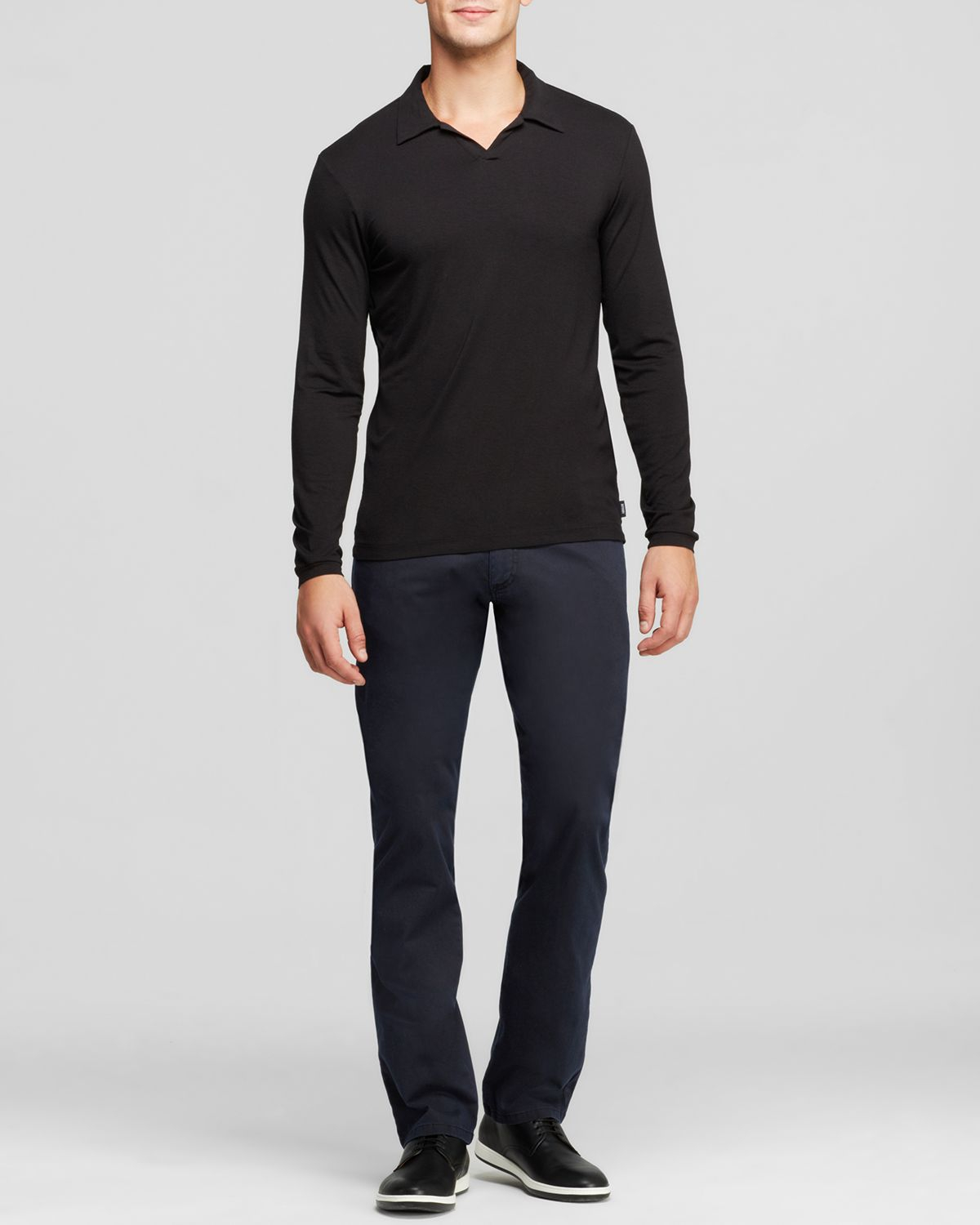 black long sleeve polo outfit