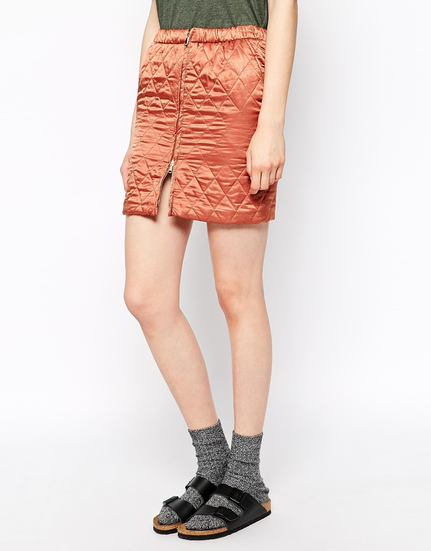 Lyst - See By Chloé Quilted Zipped Mini Skirt in Pink