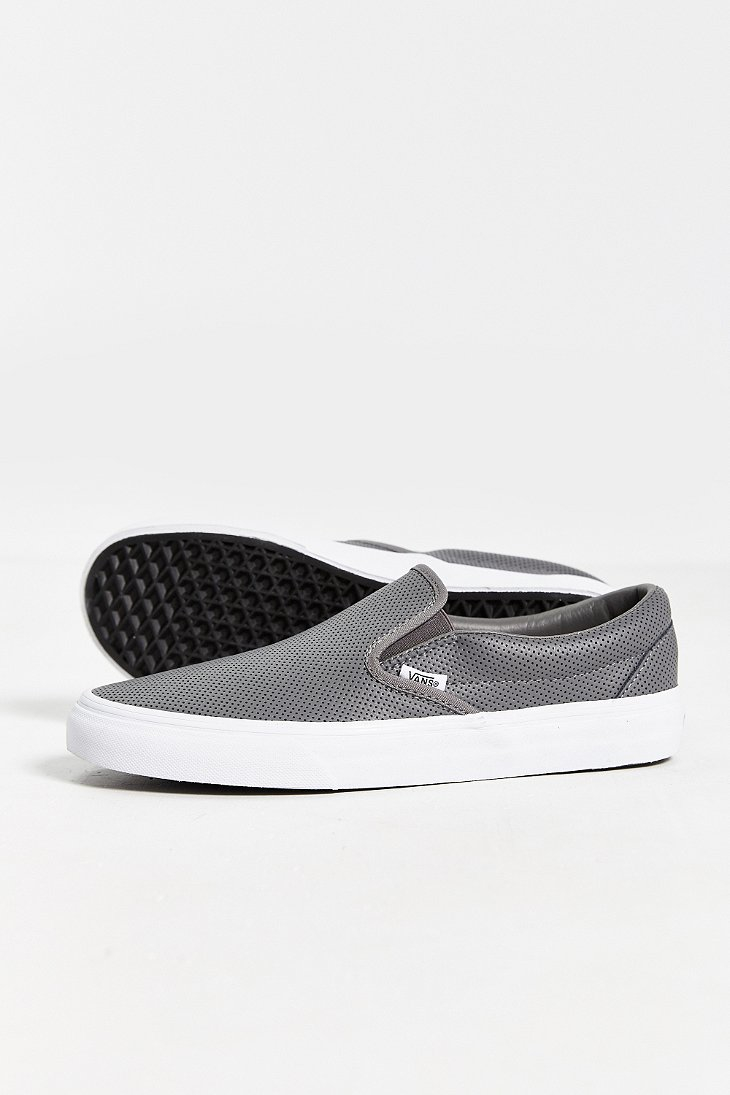 Vans Leather Slip-on Men's Sneaker in Gray for Men | Lyst