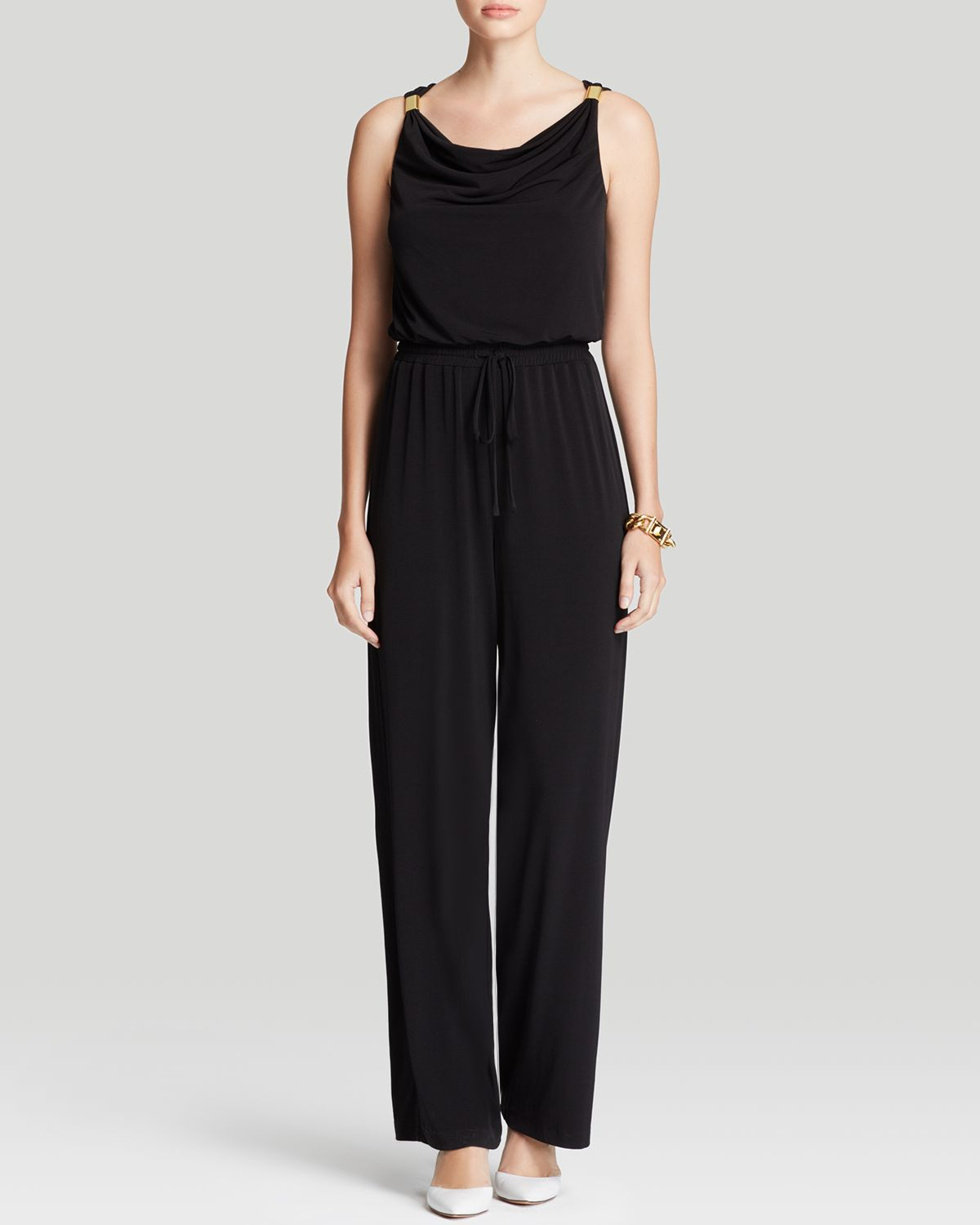 black cowl neck jumpsuit