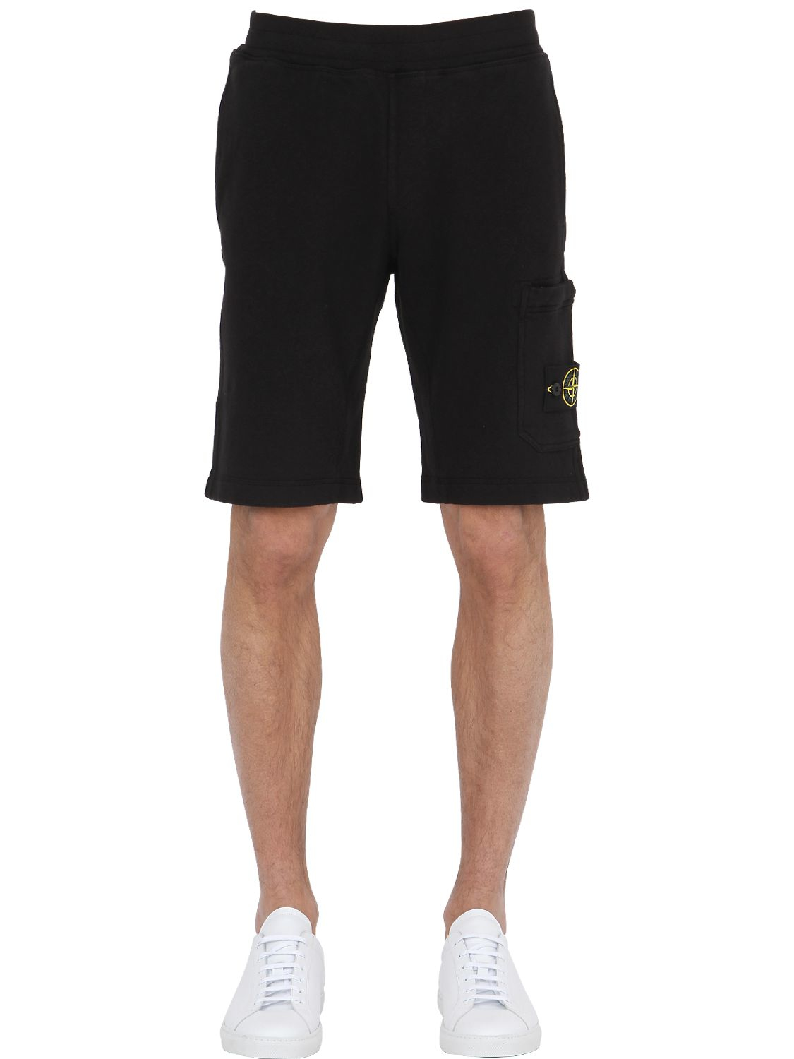Stone Island Malfile Cotton Jogging Shorts in Black for Men - Lyst