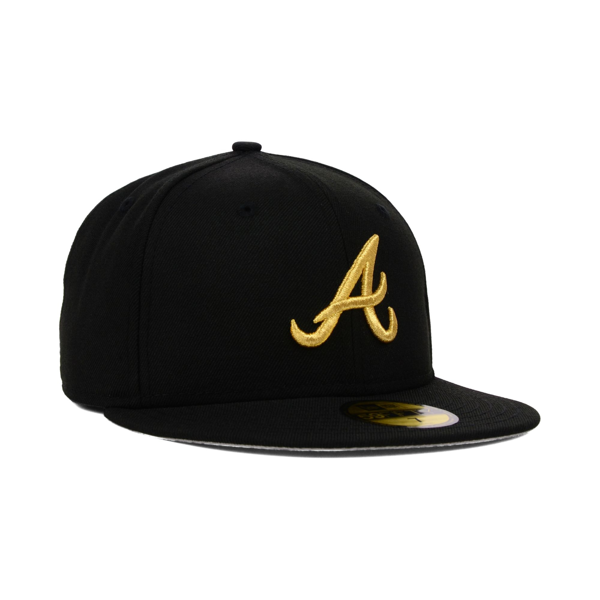 KTZ Atlanta Braves Gold 59fifty Cap in Black for Men