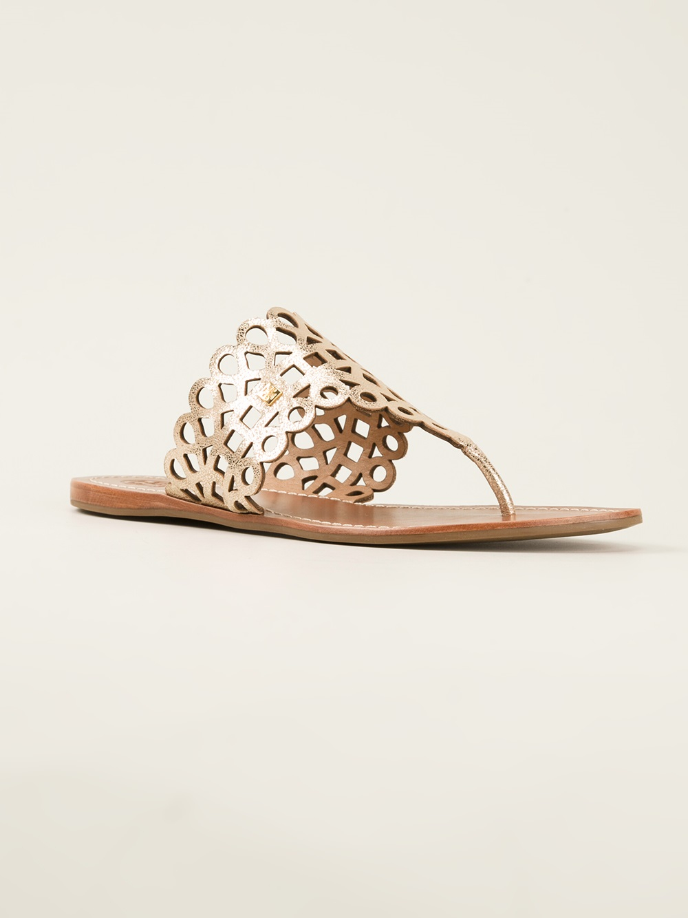 brown tory burch flip flops