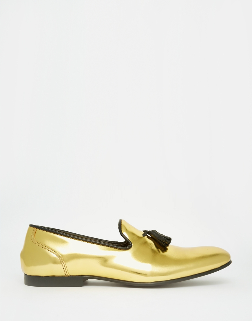 gold men loafers