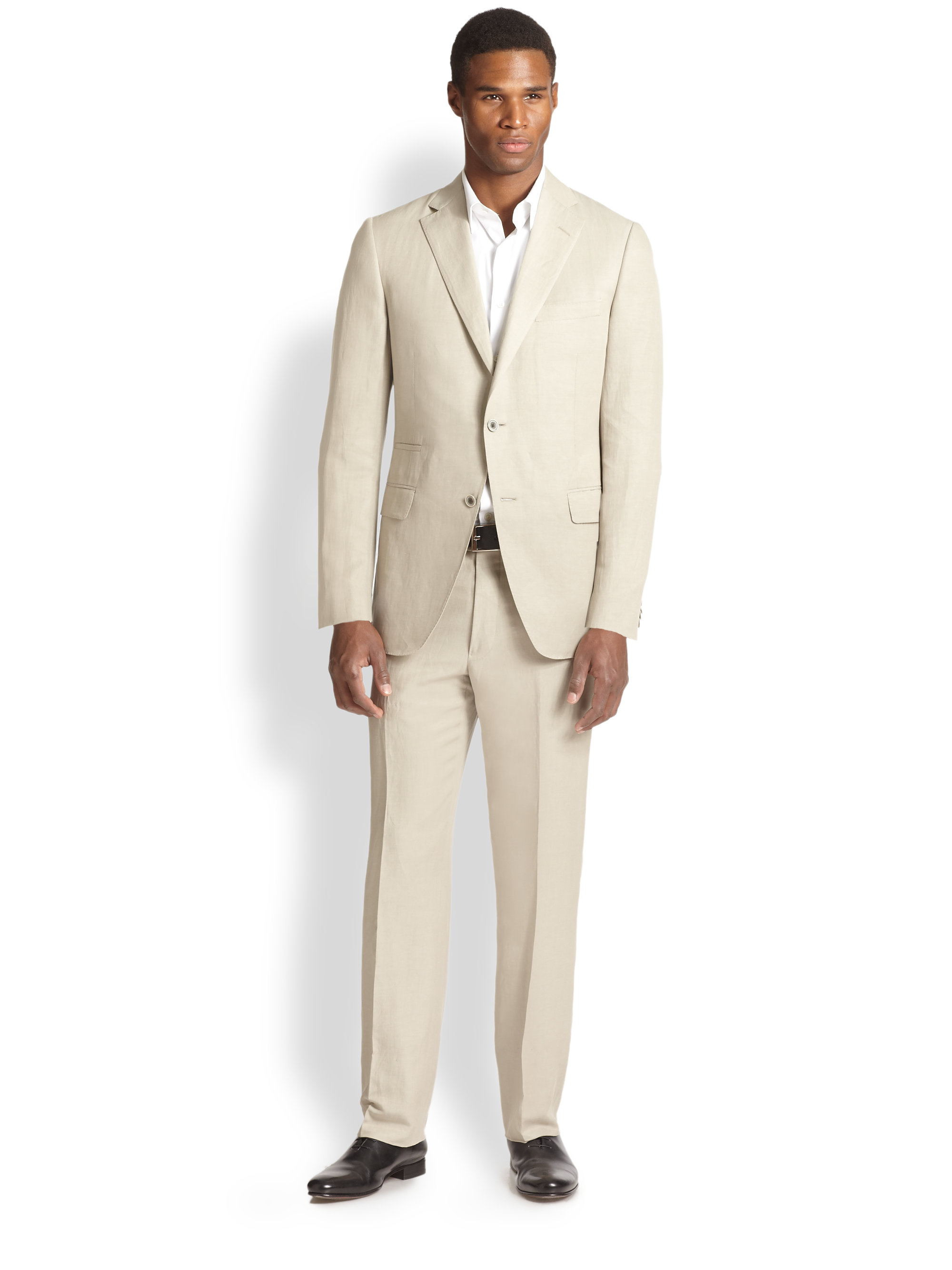Saks fifth avenue Samuelsohn Slub Silk & Linen Suit in Natural for
