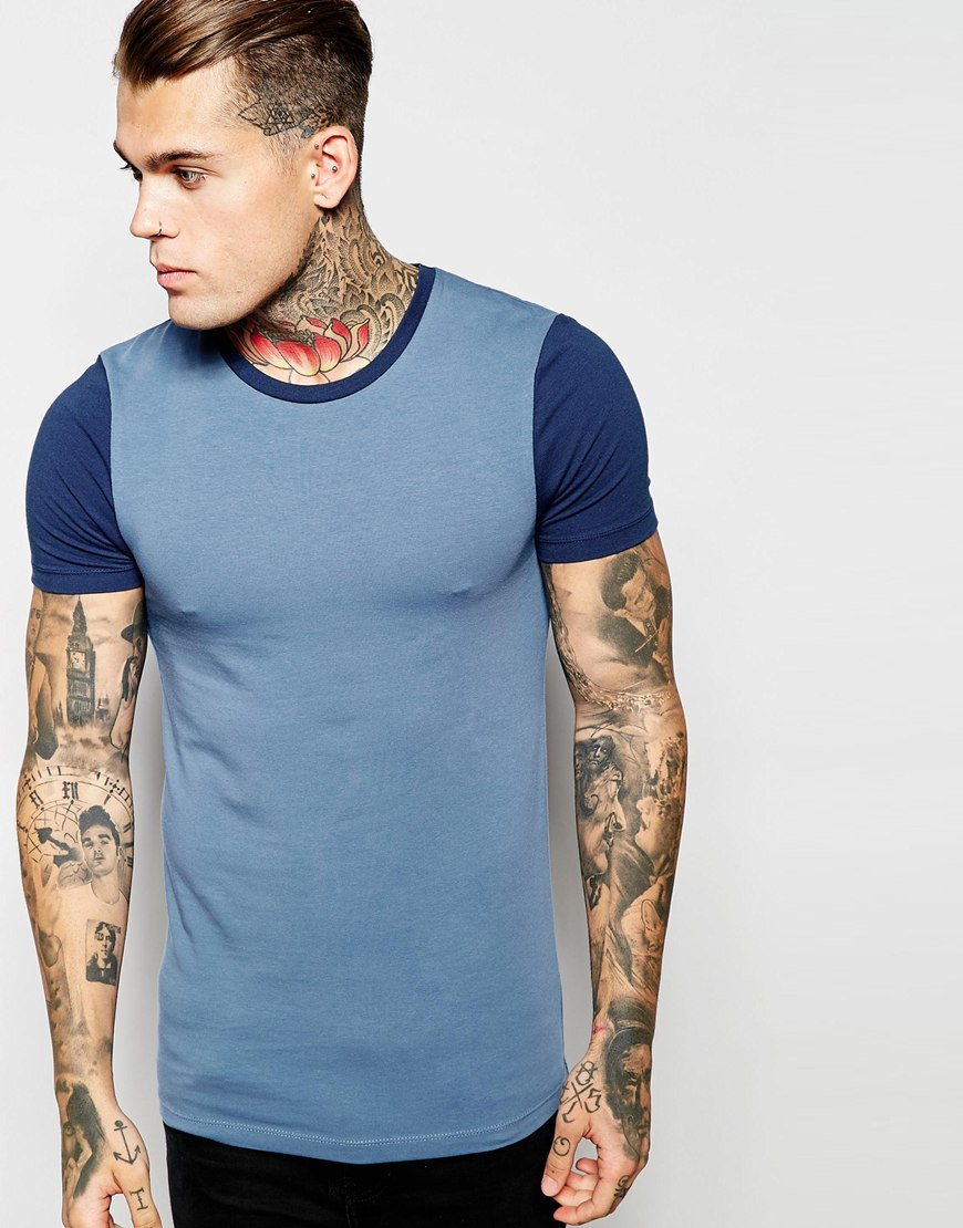 Asos Extreme Muscle Fit T-shirt With Contrast Sleeves And Stretch in ...