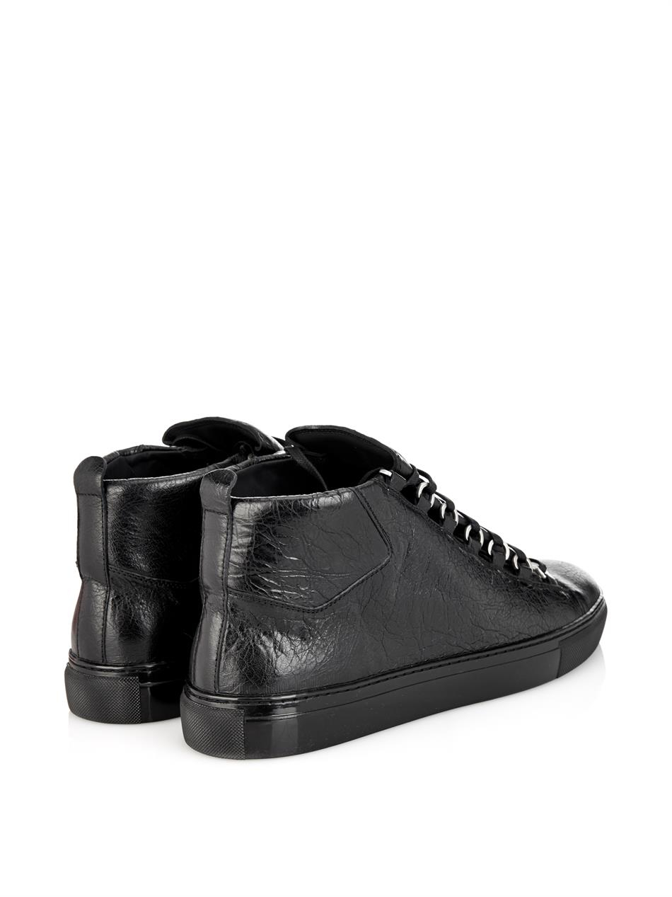 Balenciaga Arena High Top Leather Trainers in Black for Men Lyst UK
