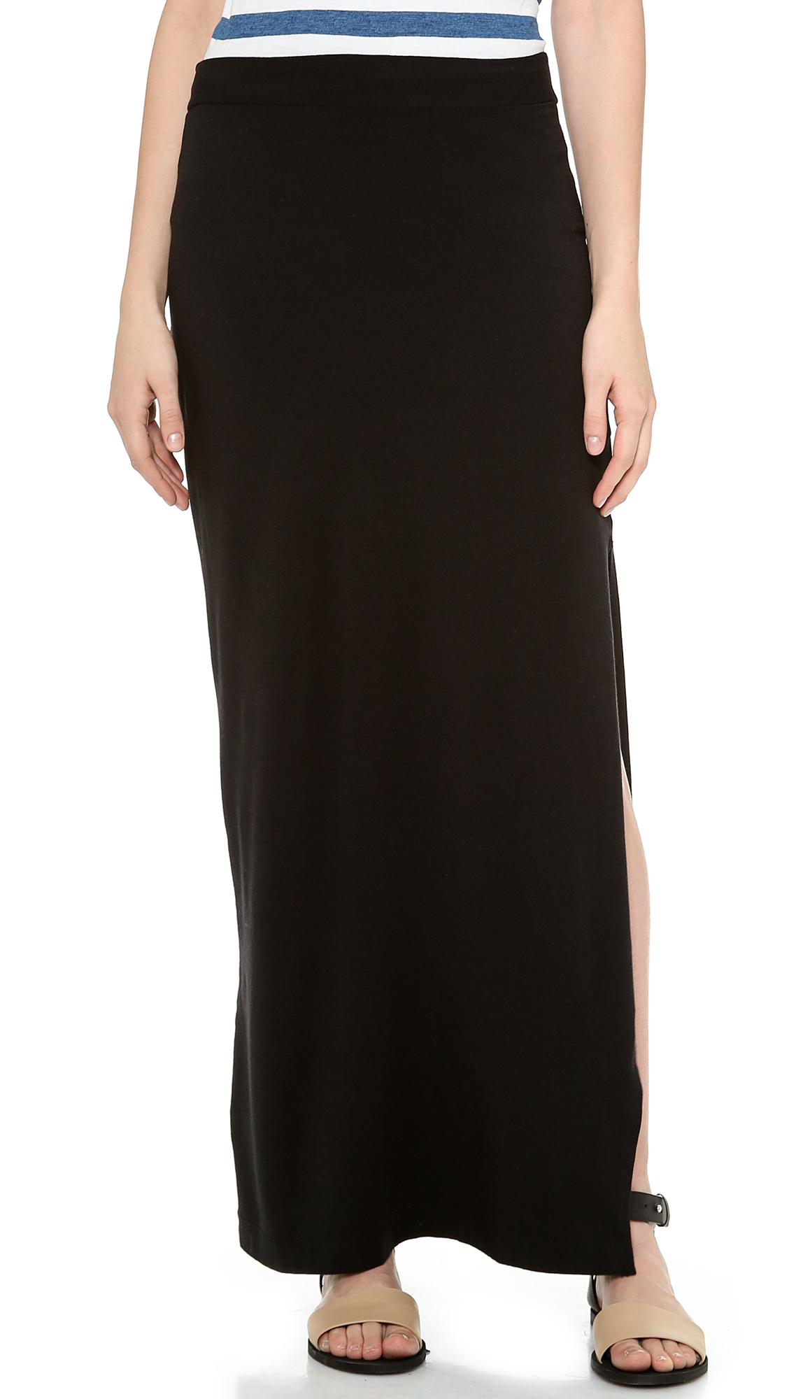 Splendid Maxi Skirt with Slit Black in Black | Lyst