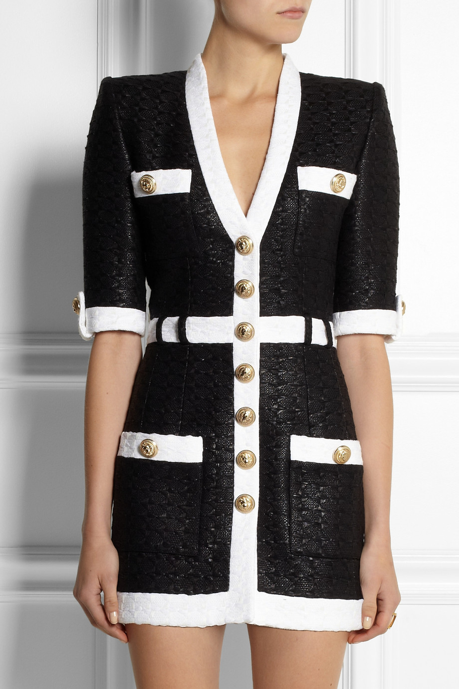 balmain white tweed dress