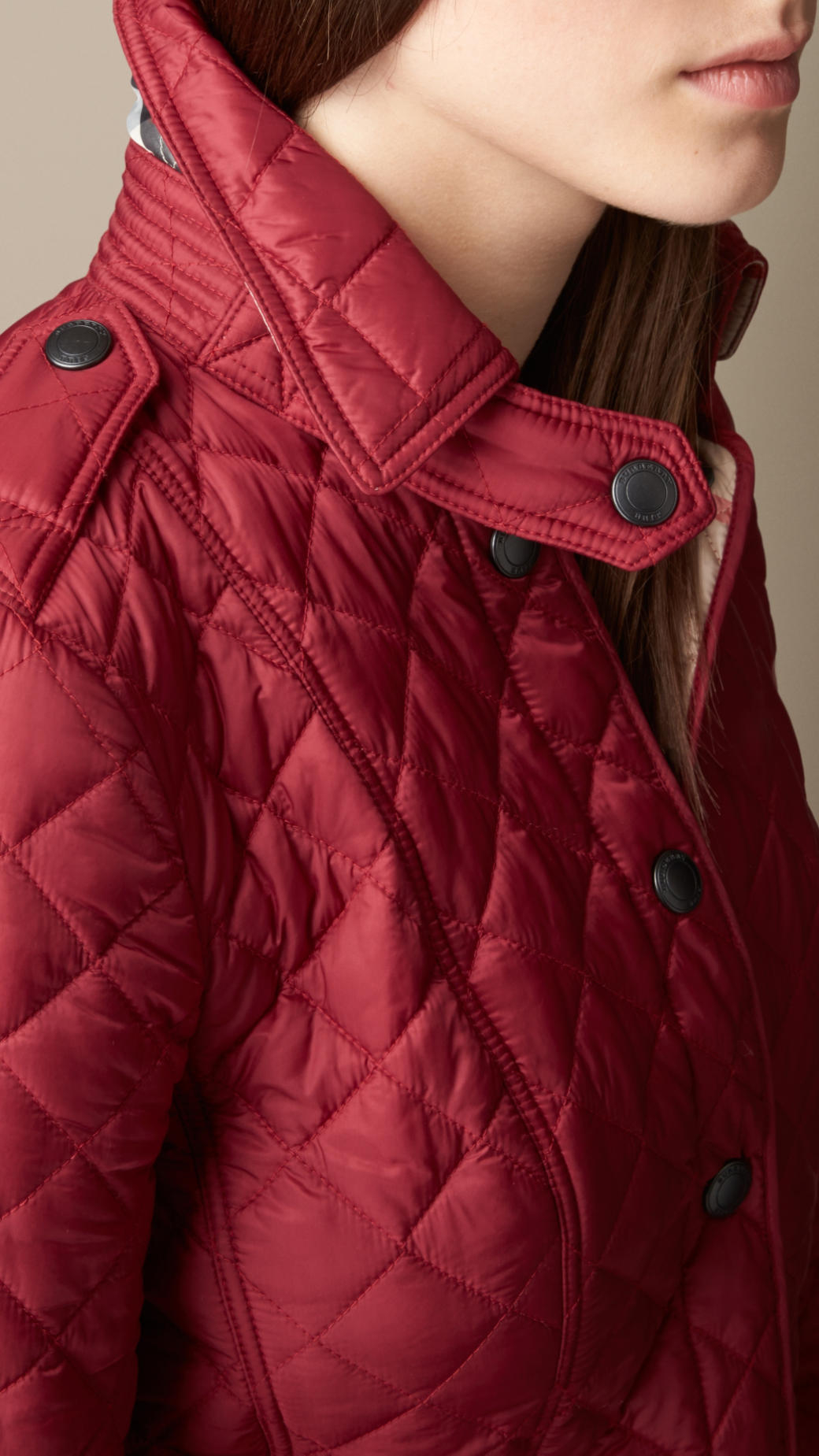 Burberry Diamond Quilted Jacket in Red (alizarin crimson) Lyst