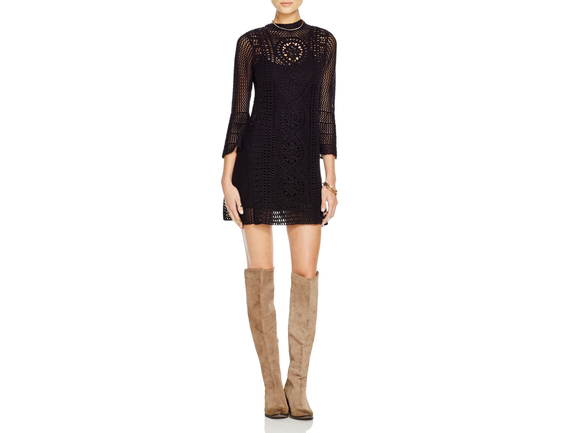 free people black crochet dress