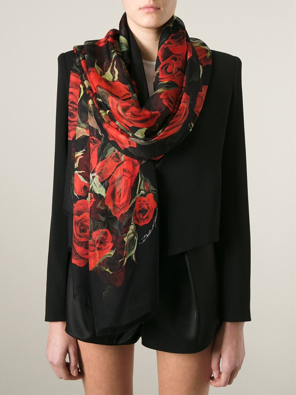 Black scarf hotsell with red roses
