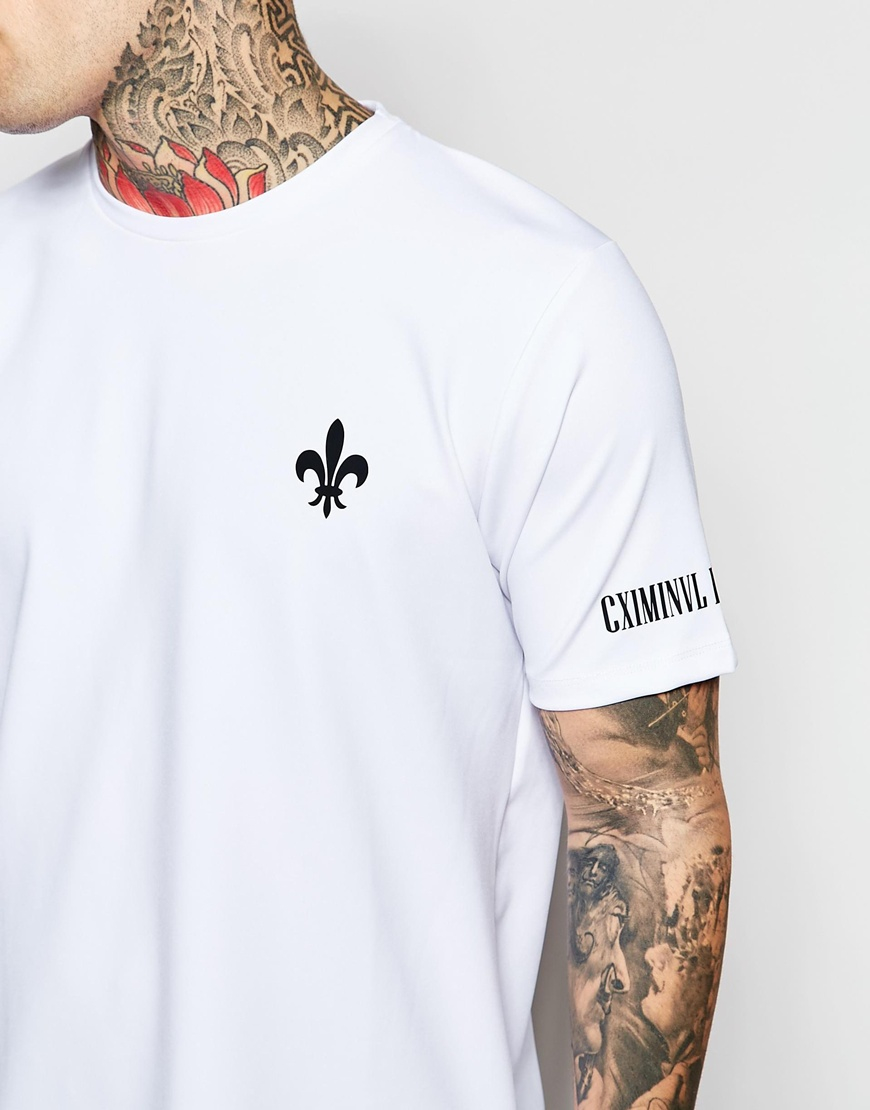 Criminal Damage Neoprene T Shirt With Arm Logo In White For Men Lyst