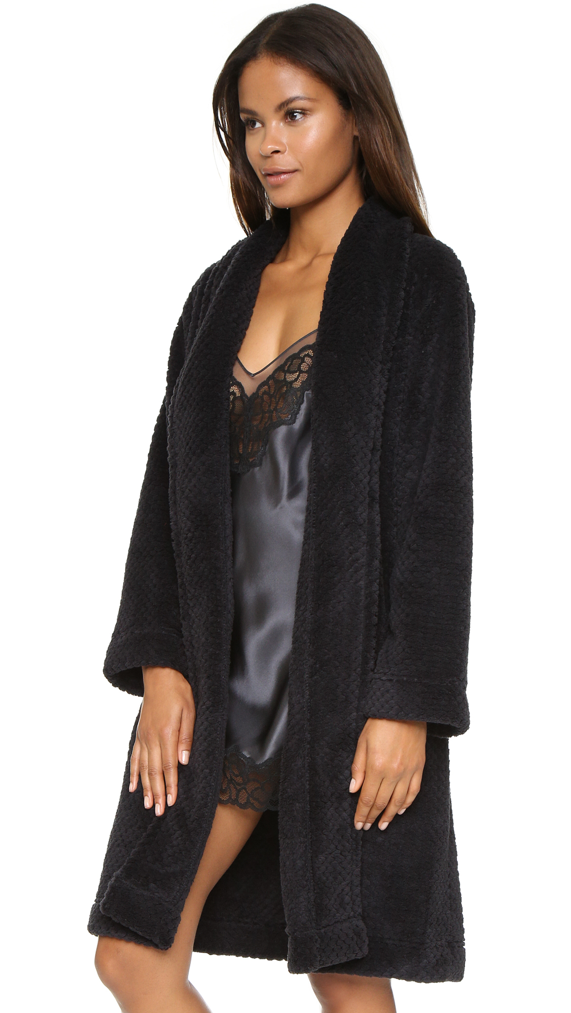 Calvin Klein Fluffy Robe - Black - Lyst