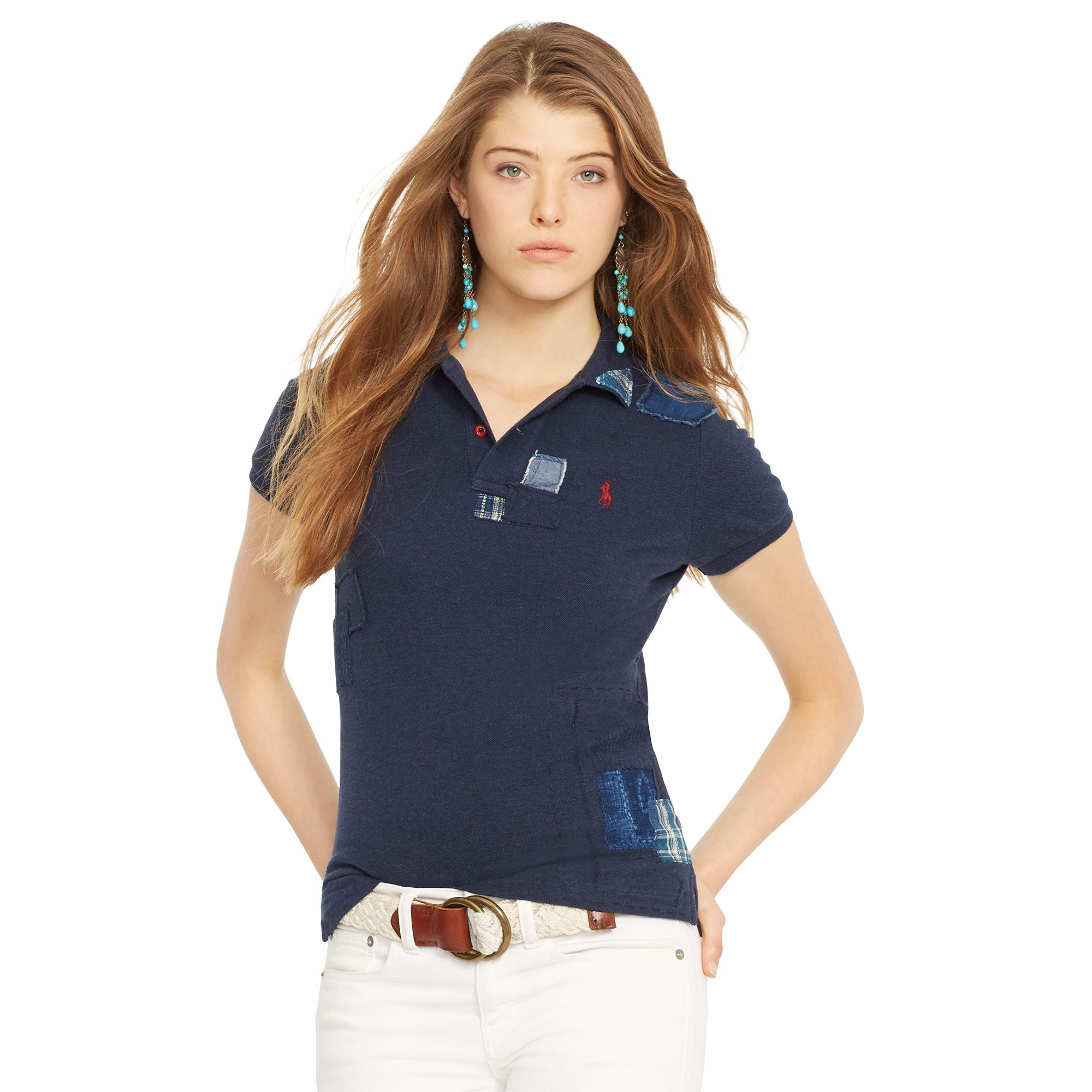 Polo Ralph Lauren Skinny-Fit Repaired Polo Shirt in Indigo (Blue) - Lyst