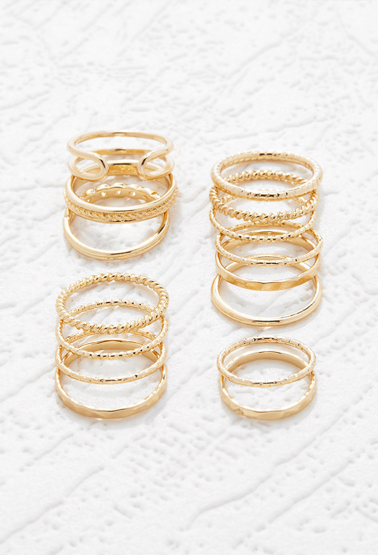 midi ring set gold