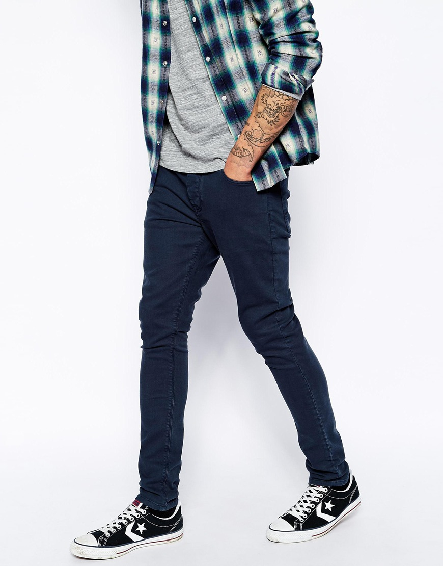 ASOS Denim Super Skinny Jeans In Dark Blue for Men - Lyst