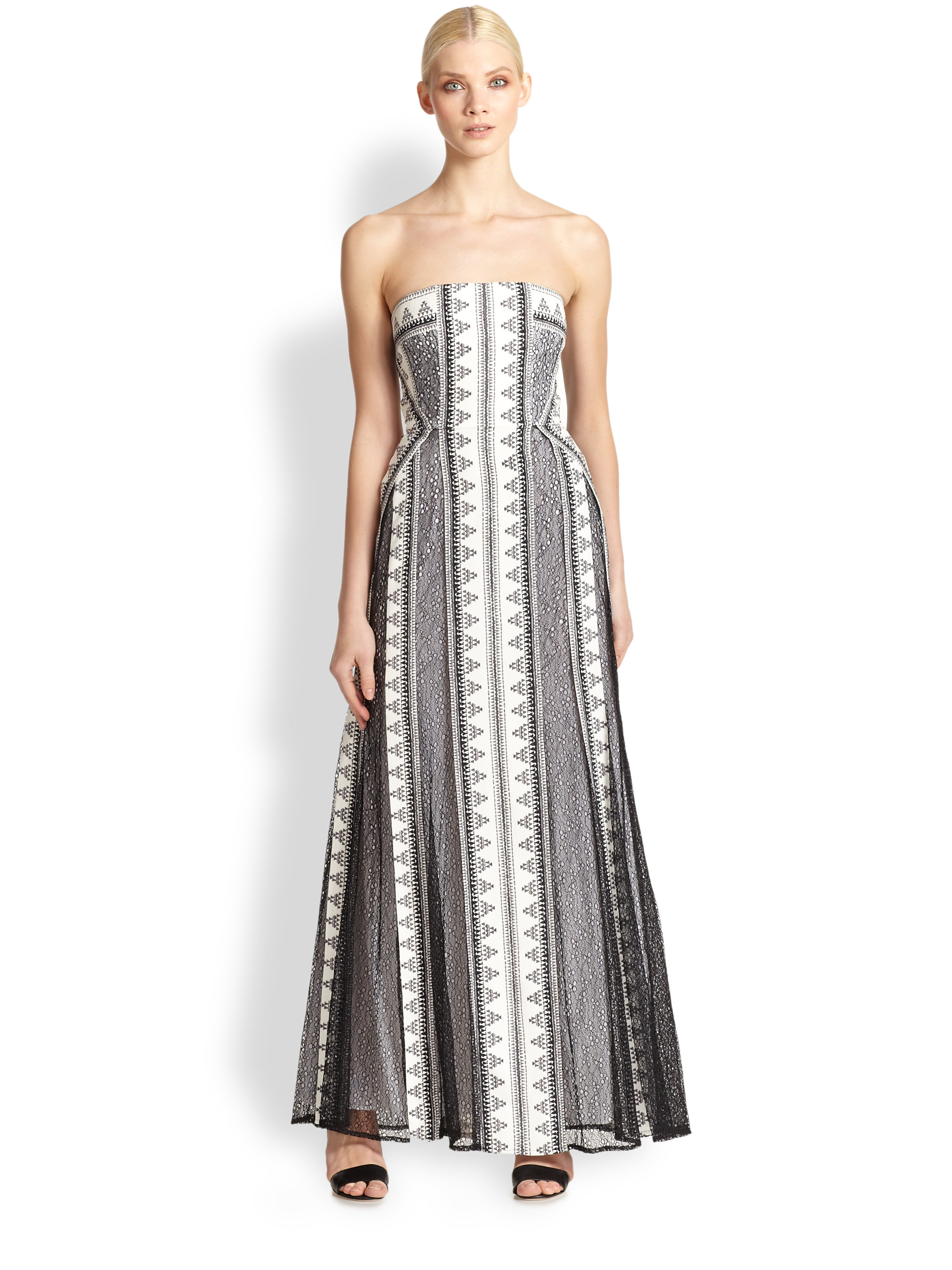 bcbg black and white gown