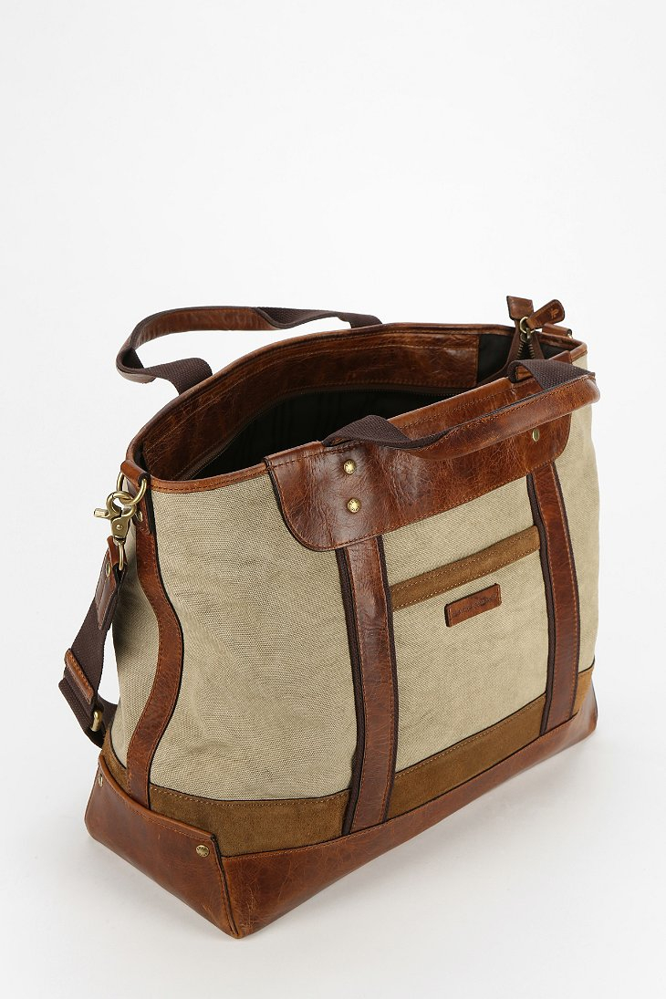 Frye Harvey Canvas + Leather Tote Bag in Brown - Lyst