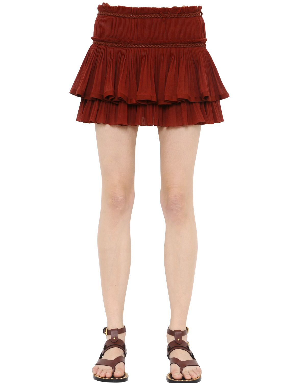 Cotton-gauze Mini Skirt in Bordeaux 