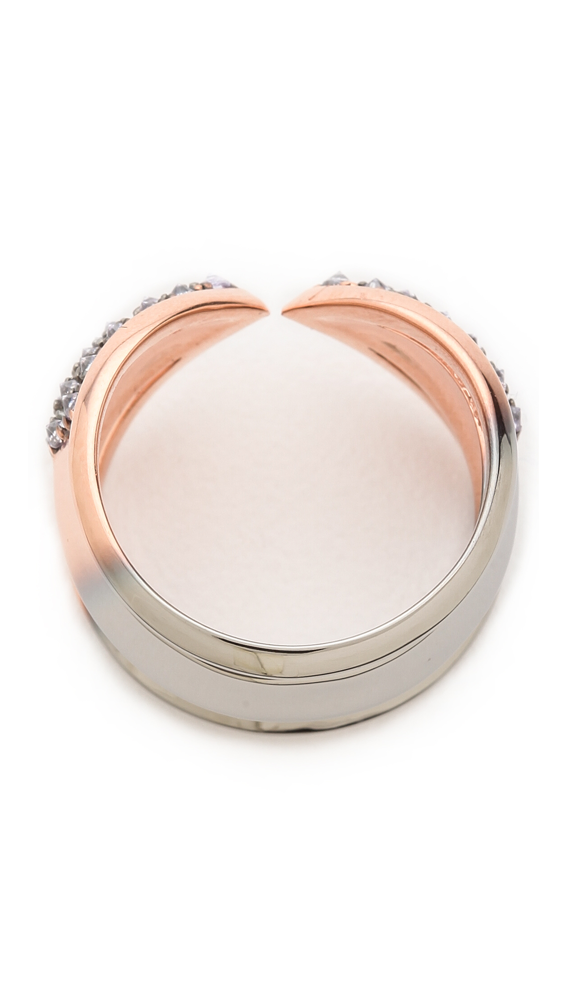Katie Rowland Zelle Chunky Dip Dye Ring Silver/Rose Gold/Rhodium in