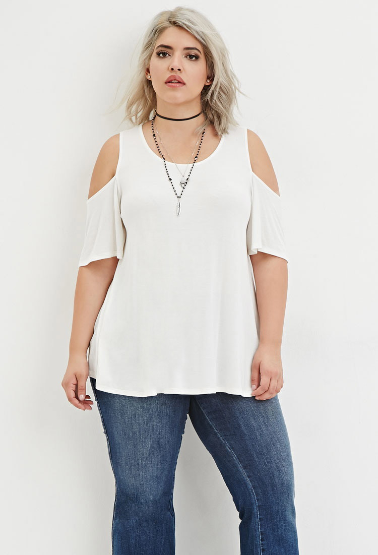 plus size open shoulder tops
