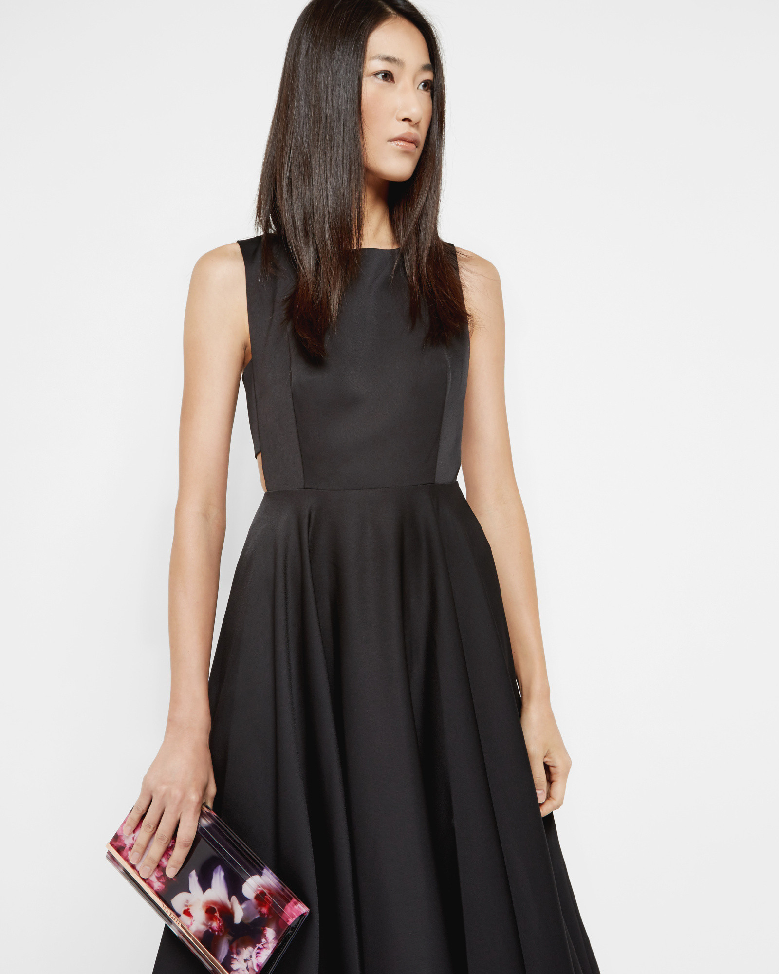 Ted Baker Cut-out Midi Dress in Black | Lyst