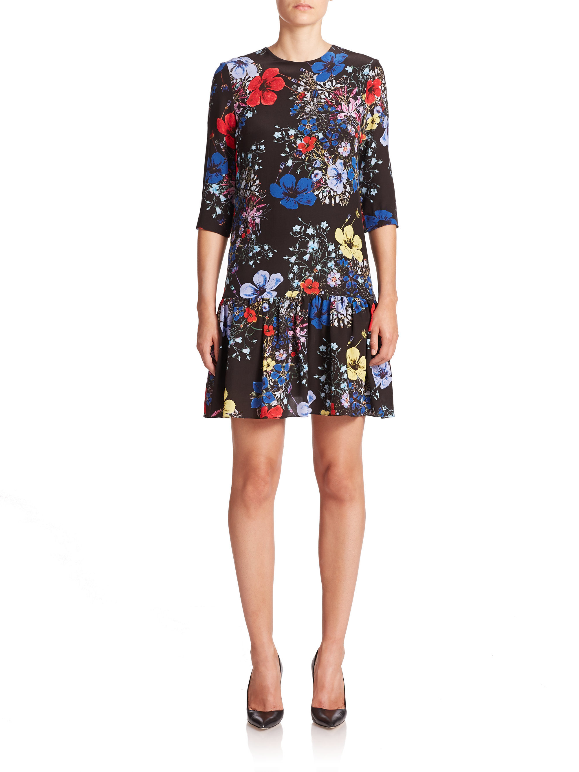 erdem black floral dress