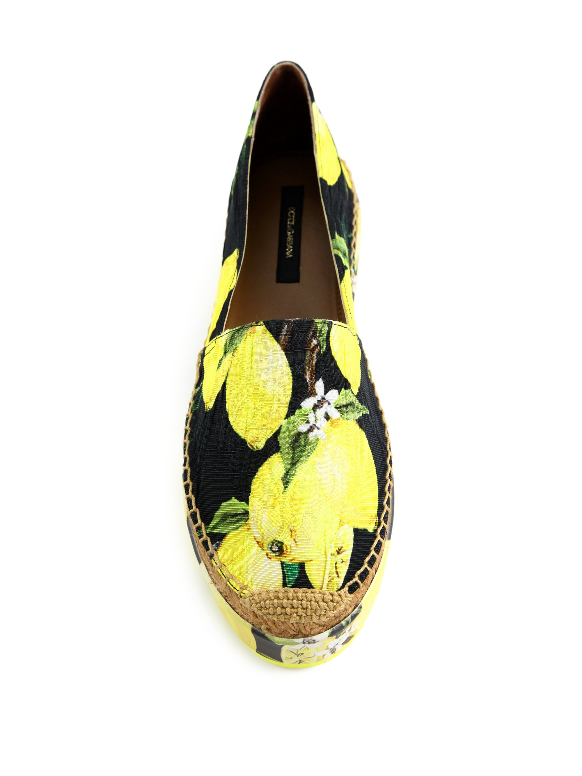 Dolce & Gabbana Lemon-print Platform Espadrille Flats in Black-Yellow ...