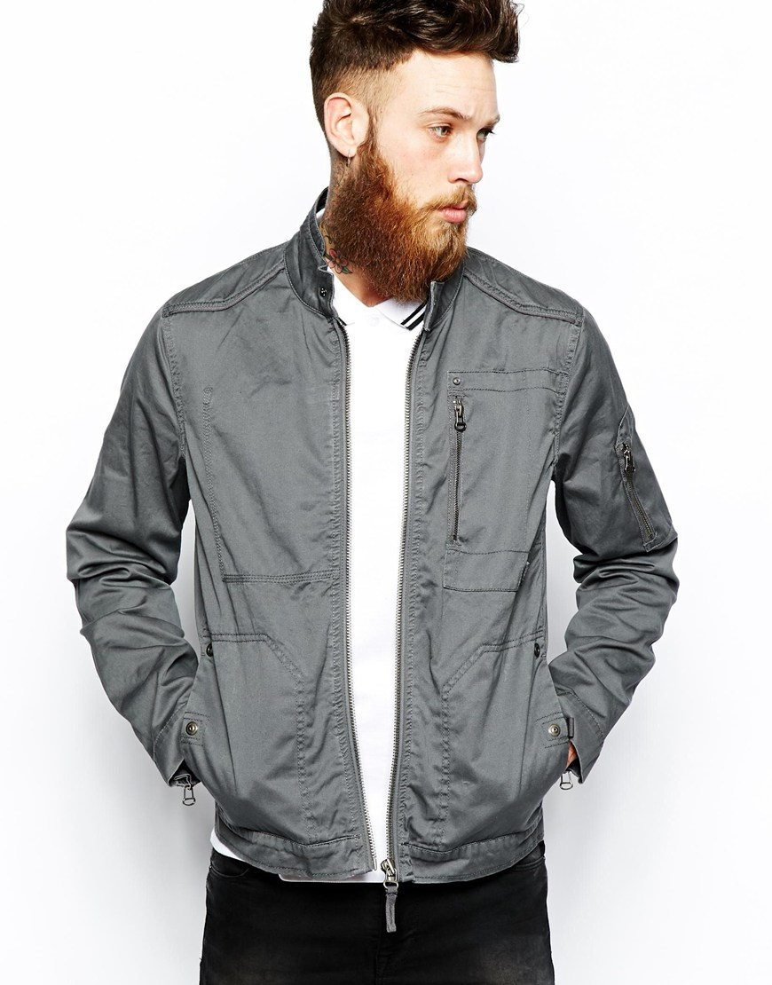 Download ASOS Harrington Jacket in Grey (Gray) for Men - Lyst